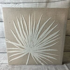 Palm Leaf Canvas Wall Art in Cream and Tan 9x9